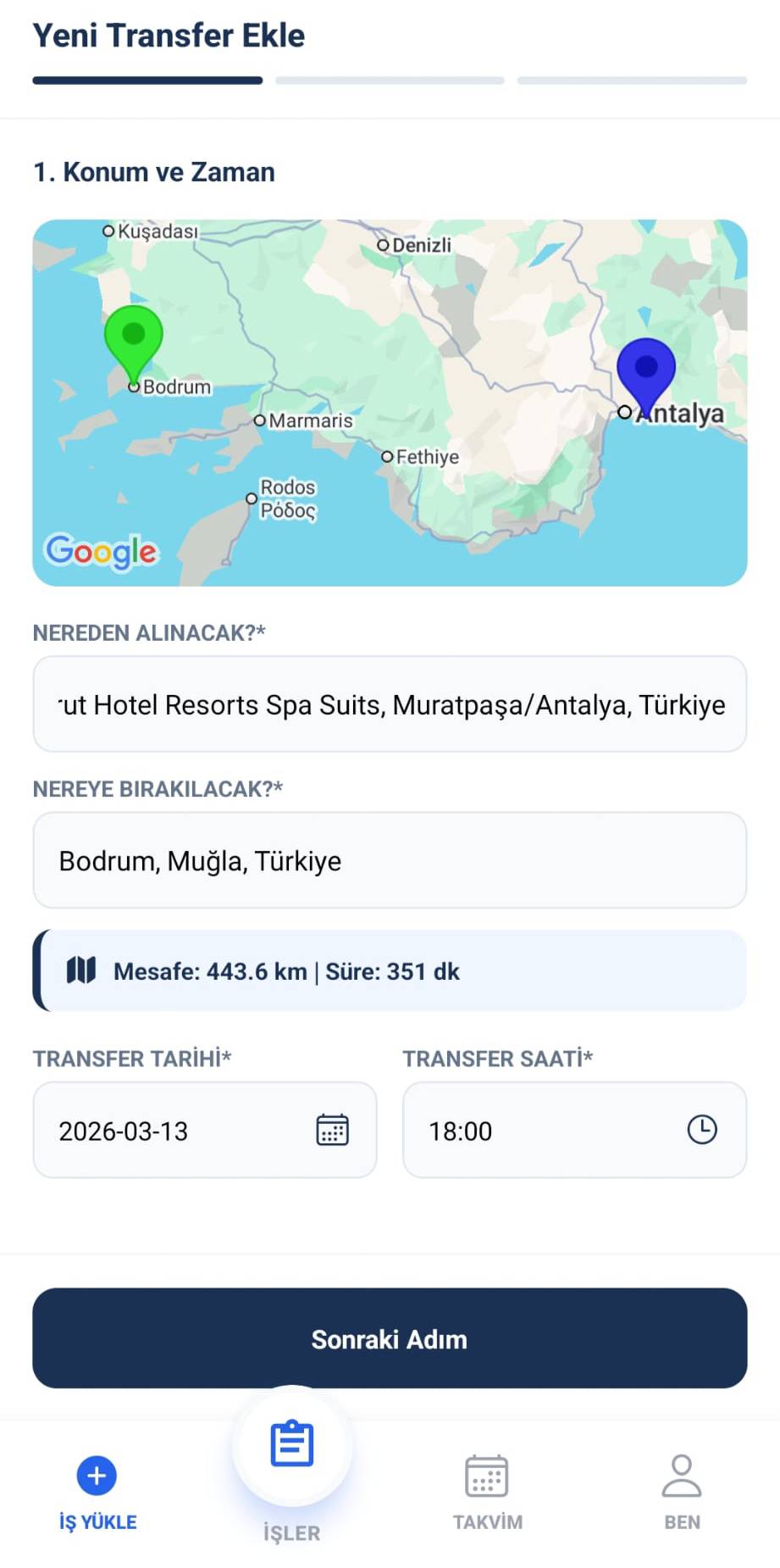 İş Ekleme Adım 1